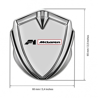 Mclaren F1 Metal Domed Emblem Silver Blue Base Black White Logo