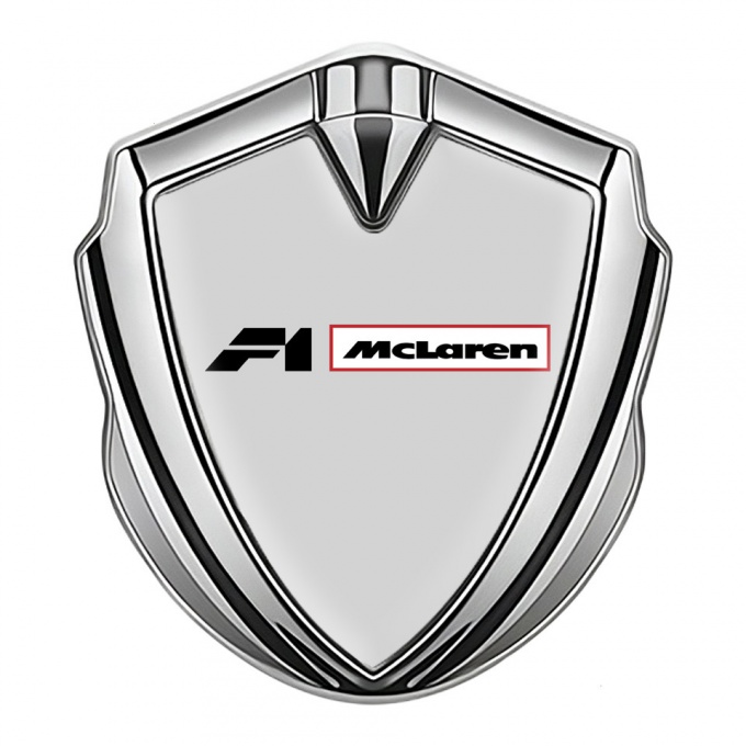 Mclaren F1 Metal Domed Emblem Silver Blue Base Black White Logo