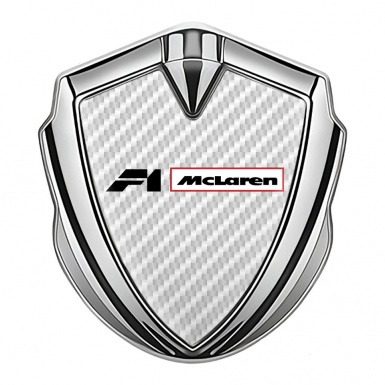 Mclaren F1 Badge Self Adhesive Silver White Carbon Black Logo Design
