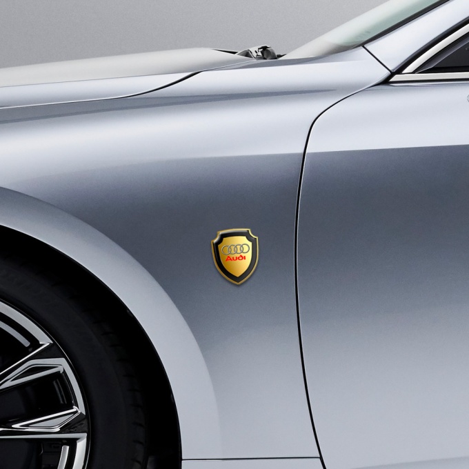 Audi Silicone Sticker Gold Effect Red Classic Logo | Domed Emblems ...