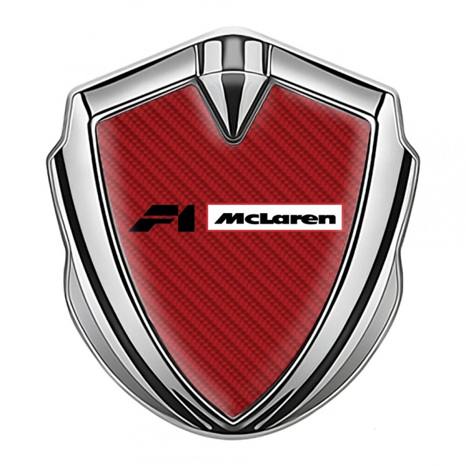 Mclaren F1 Emblem Fender Badge Silver Red Carbon Black Logo Design