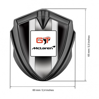 Mclaren GT Emblem Trunk Badge Graphite Black Frame White Stripes Design