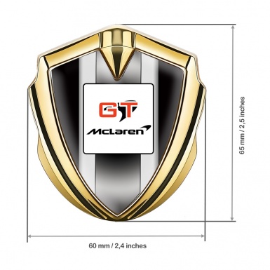 Mclaren GT Emblem Trunk Badge Gold Black Frame White Stripes Design
