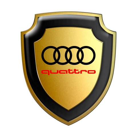 Audi Silicone Sticker Gold Effect Red Quattro Logo