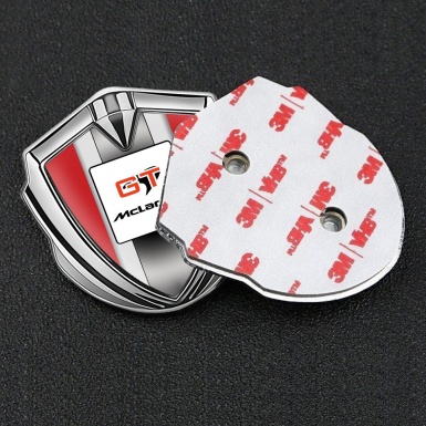 Mclaren GT Metal Emblem Badge Silver Red Frame Grey Stripes Design