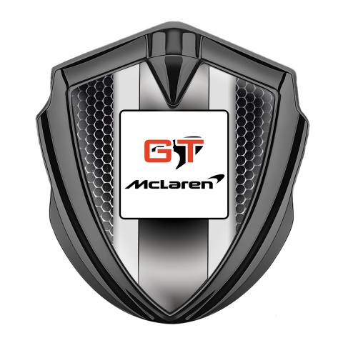 Mclaren GT Bodyside Domed Emblem Graphite Dark Mesh Grey Stripes Design