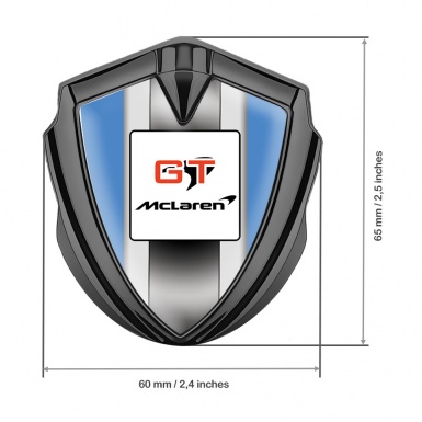 Mclaren GT Emblem Metal Badge Graphite Blue Frame Grey Stripes Edition