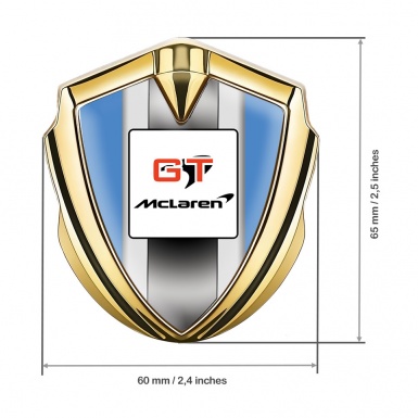 Mclaren GT Emblem Metal Badge Gold Blue Frame Grey Stripes Edition