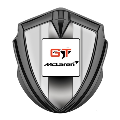 Mclaren GT 3d Emblem Badge Graphite Light Frame Grey Stripes Edition