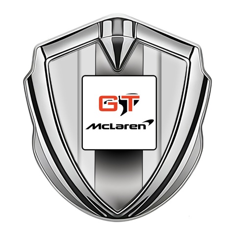 Mclaren GT 3d Emblem Badge Silver Light Frame Grey Stripes Edition