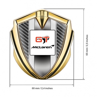Mclaren GT Silicon Emblem Badge Gold Dark Carbon Grey Stripes Edition