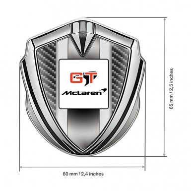 Mclaren GT Silicon Emblem Badge Silver Dark Carbon Grey Stripes Edition