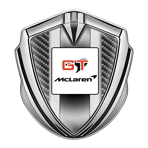 Mclaren GT Silicon Emblem Badge Silver Dark Carbon Grey Stripes Edition