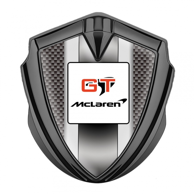 Mclaren GT Emblem Car Badge Graphite Grey Carbon Grey Stripes Edition