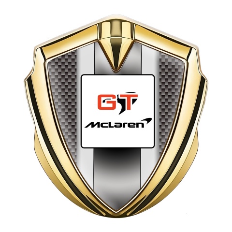 Mclaren GT Emblem Car Badge Gold Grey Carbon Grey Stripes Edition