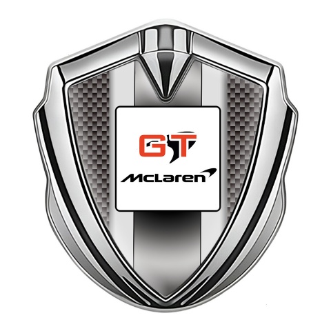 Mclaren GT Emblem Car Badge Silver Grey Carbon Grey Stripes Edition