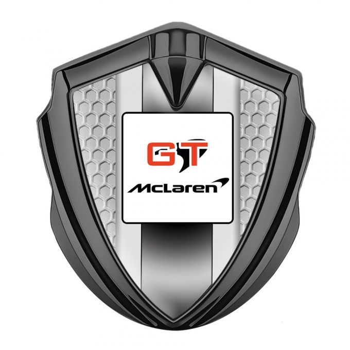Mclaren GT Emblem Silicon Badge Graphite Honeycomb Grey Stripes Edition