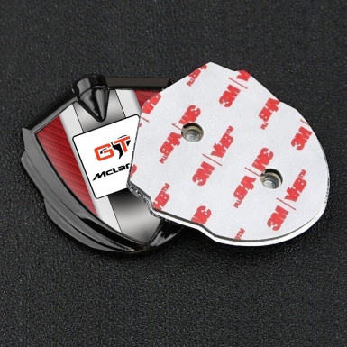 Mclaren GT Badge Self Adhesive Graphite Red Carbon Grey Stripes Design