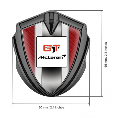 Mclaren GT Badge Self Adhesive Graphite Red Carbon Grey Stripes Design