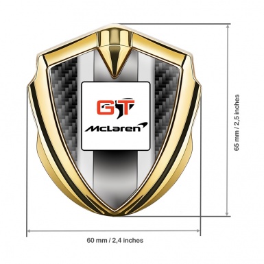 Mclaren GT Emblem Fender Badge Gold Black Carbon Grey Stripes Design