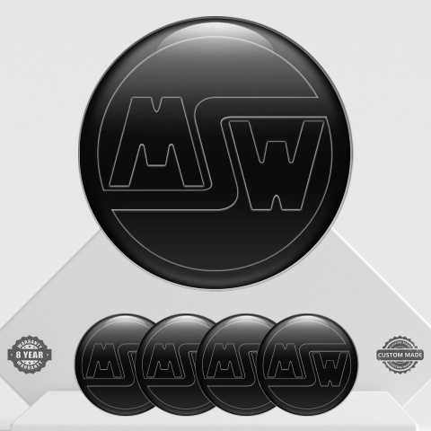 MSW Wheel Emblem for Center Caps Black Base Dark Logo Design