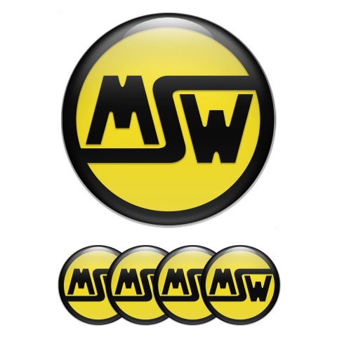 MSW Emblem for Center Wheel Caps Yellow Black Ring Logo Edition