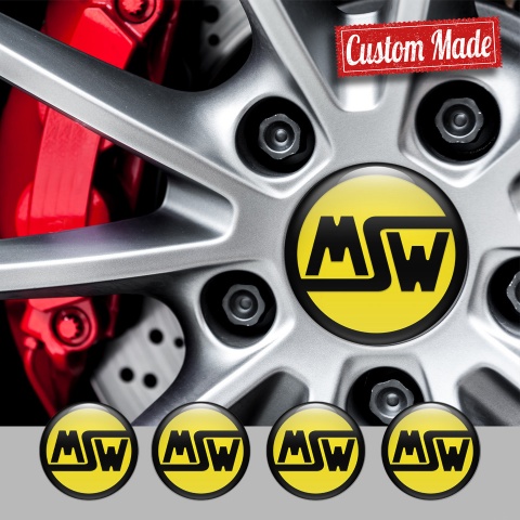 MSW Emblem for Center Wheel Caps Yellow Black Ring Logo Edition