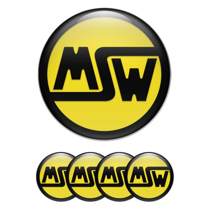 MSW Emblem for Center Wheel Caps Yellow Black Ring Logo Edition