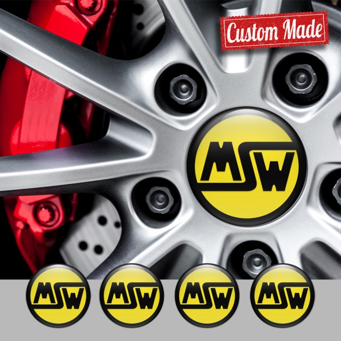 MSW Emblem for Center Wheel Caps Yellow Black Ring Logo Edition | Wheel ...