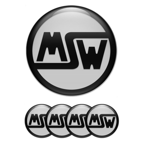 MSW Center Wheel Caps Stickers Grey Black Ring Logo Edition