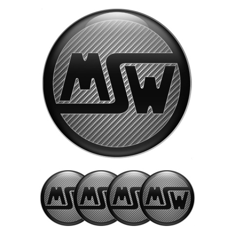 MSW Emblems for Center Wheel Caps Carbon Black Ring Logo Edition