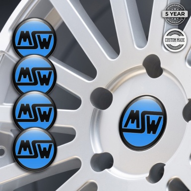 MSW Center Caps Wheel Emblem Blue Base Black Ring Logo