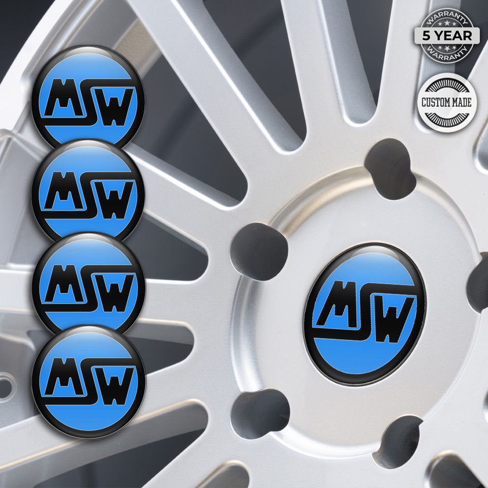 MSW Center Caps Wheel Emblem Blue Base Black Ring Logo | Wheel Emblems ...
