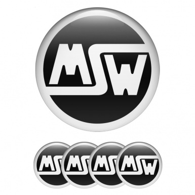 MSW Wheel Emblem for Center Caps Black Base White Ring Edition