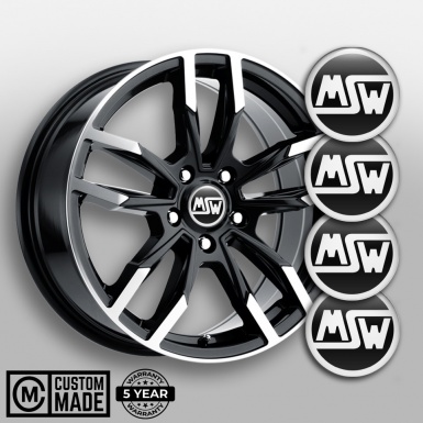 MSW Wheel Emblem for Center Caps Black Base White Ring Edition