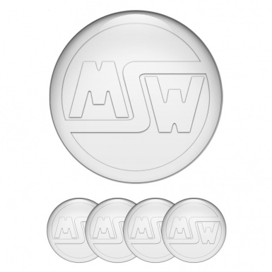 MSW Stickers for Wheels Center Caps White Base Transparent Logo
