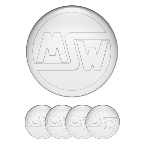 MSW Stickers for Wheels Center Caps White Base Transparent Logo