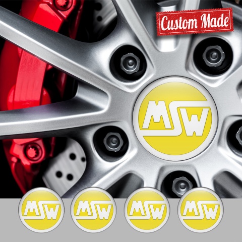 MSW Emblem for Center Wheel Caps Yellow Base White Logo