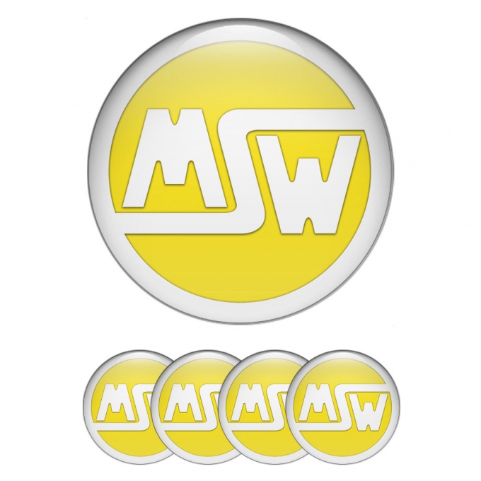 MSW Emblem for Center Wheel Caps Yellow Base White Logo