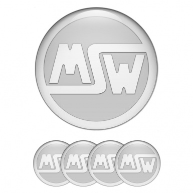 MSW Center Wheel Caps Stickers Light Grey Base White Logo