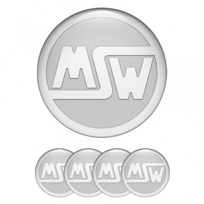 MSW Center Wheel Caps Stickers Light Grey Base White Logo