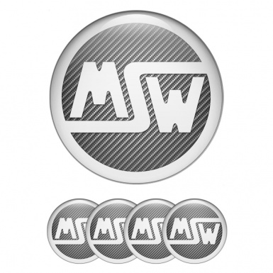 MSW Emblems for Center Wheel Caps Light Carbon Base White Logo