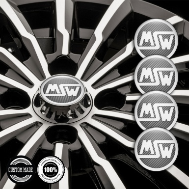 MSW Emblems for Center Wheel Caps Light Carbon Base White Logo