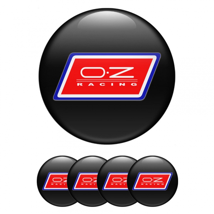 OZ Emblem for Center Caps Black Base Blue Red Racing Logo