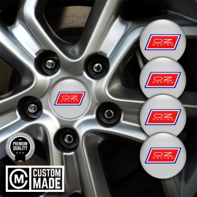OZ Center Wheel Caps Stickers Grey Base Blue Red Racing Logo