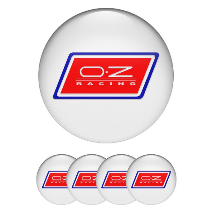 OZ Domed Stickers for Wheel Center Caps Pure White Blue Red Racing Edition