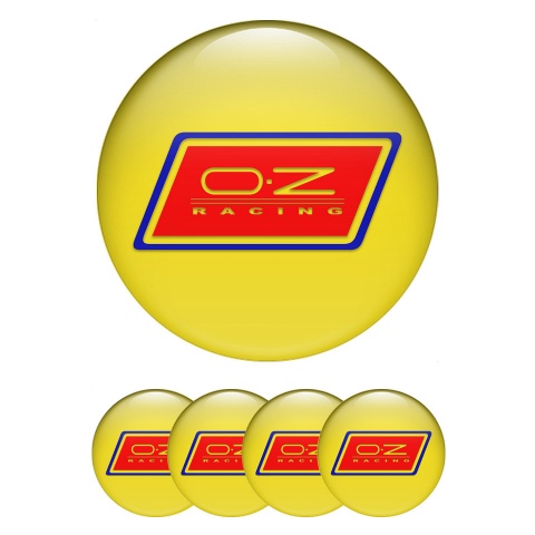 OZ Stickers for Center Wheel Caps Yellow Base Blue Red Racing Logo