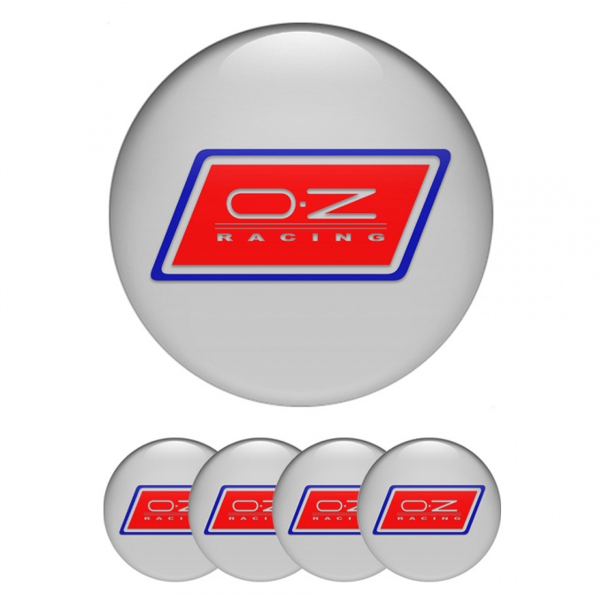 OZ Wheel Emblem for Center Caps Grey Base Blue Red Racing Logo