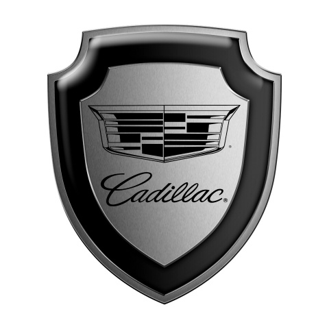 Cadillac Silicone Sticker Grey Metal Effect Black Logo