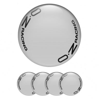 OZ Center Wheel Caps Stickers Light Grey Black Circle Logo Edition